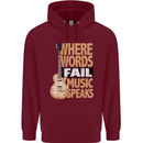 Guitar Words Fail Music Speaks Guitarist Mens 80% Cotton Hoodie Maroon