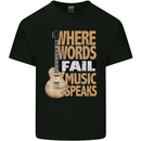 Guitar Words Fail Music Speaks Guitarist Mens Cotton T-Shirt Tee Top Black