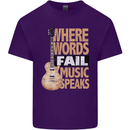 Guitar Words Fail Music Speaks Guitarist Mens Cotton T-Shirt Tee Top Purple