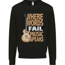 Guitar Words Fail Music Speaks Guitarist Mens Sweatshirt Jumper Black