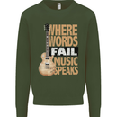 Guitar Words Fail Music Speaks Guitarist Mens Sweatshirt Jumper Forest Green