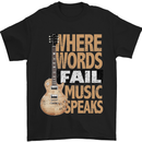 Guitar Words Fail Music Speaks Guitarist Mens T-Shirt Cotton Gildan Black