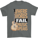 Guitar Words Fail Music Speaks Guitarist Mens T-Shirt Cotton Gildan Charcoal
