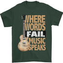 Guitar Words Fail Music Speaks Guitarist Mens T-Shirt Cotton Gildan Forest Green