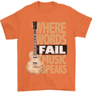 Guitar Words Fail Music Speaks Guitarist Mens T-Shirt Cotton Gildan Orange