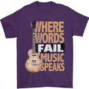 Guitar Words Fail Music Speaks Guitarist Mens T-Shirt Cotton Gildan Purple