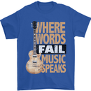 Guitar Words Fail Music Speaks Guitarist Mens T-Shirt Cotton Gildan Royal Blue