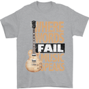 Guitar Words Fail Music Speaks Guitarist Mens T-Shirt Cotton Gildan Sports Grey