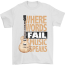 Guitar Words Fail Music Speaks Guitarist Mens T-Shirt Cotton Gildan White