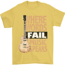 Guitar Words Fail Music Speaks Guitarist Mens T-Shirt Cotton Gildan Yellow