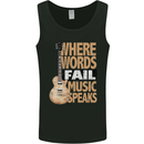 Guitar Words Fail Music Speaks Guitarist Mens Vest Tank Top Black