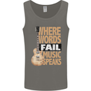 Guitar Words Fail Music Speaks Guitarist Mens Vest Tank Top Charcoal
