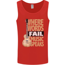 Guitar Words Fail Music Speaks Guitarist Mens Vest Tank Top Red