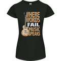 Guitar Words Fail Music Speaks Guitarist Womens Petite Cut T-Shirt Black