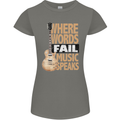 Guitar Words Fail Music Speaks Guitarist Womens Petite Cut T-Shirt Charcoal