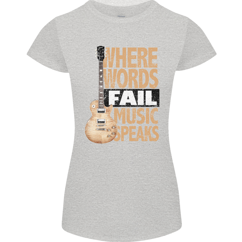 Guitar Words Fail Music Speaks Guitarist Womens Petite Cut T-Shirt Sports Grey