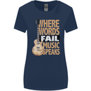 Guitar Words Fail Music Speaks Guitarist Womens Wider Cut T-Shirt Navy Blue