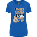 Guitar Words Fail Music Speaks Guitarist Womens Wider Cut T-Shirt Royal Blue