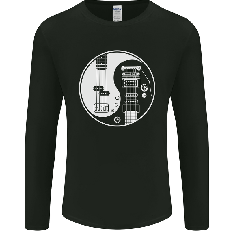 Guitar Ying Yang Guitarist Electric Bass Mens Long Sleeve T-Shirt Black