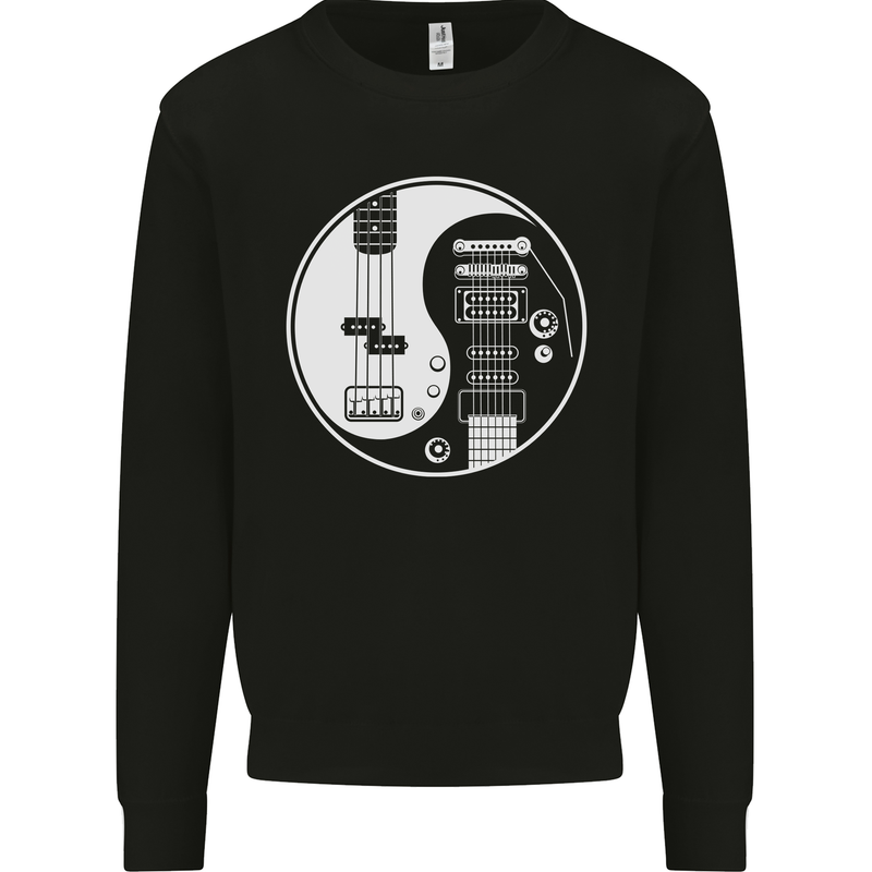Guitar Ying Yang Guitarist Electric Bass Mens Sweatshirt Jumper Black