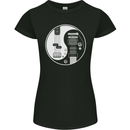 Guitar Ying Yang Guitarist Electric Bass Womens Petite Cut T-Shirt Black