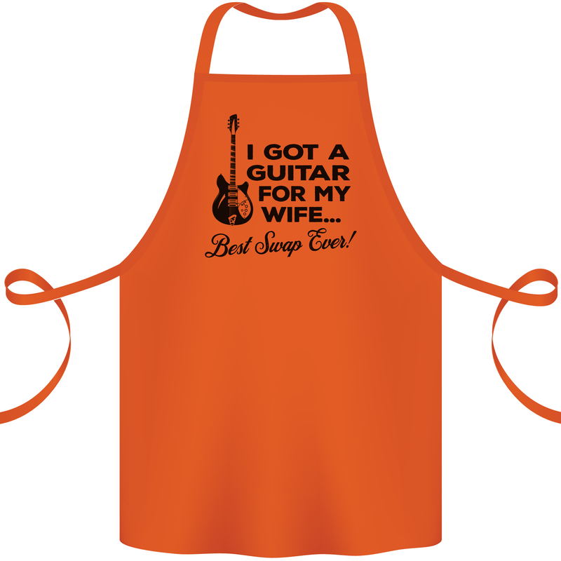 Guitar for My Wife Best Swap Ever Guitarist Cotton Apron 100% Organic Orange