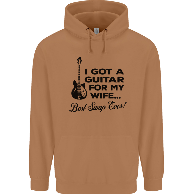 Guitar for My Wife Best Swap Ever Guitarist Mens 80% Cotton Hoodie Caramel Latte