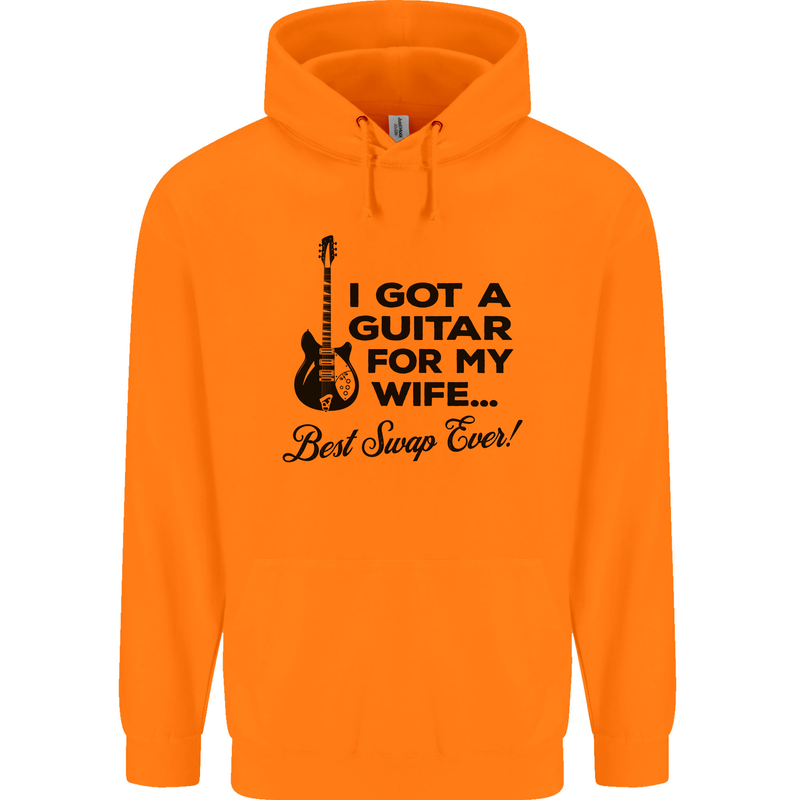 Guitar for My Wife Best Swap Ever Guitarist Mens 80% Cotton Hoodie Orange