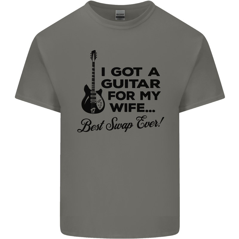 Guitar for My Wife Best Swap Ever Guitarist Mens Cotton T-Shirt Tee Top Charcoal