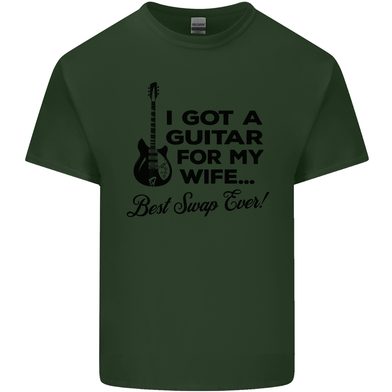 Guitar for My Wife Best Swap Ever Guitarist Mens Cotton T-Shirt Tee Top Forest Green