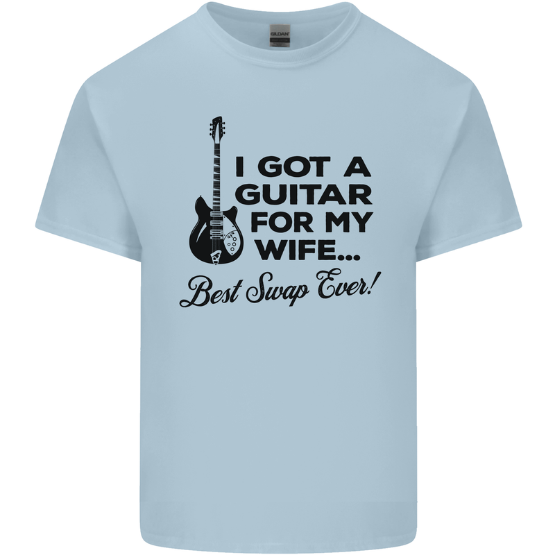 Guitar for My Wife Best Swap Ever Guitarist Mens Cotton T-Shirt Tee Top Light Blue