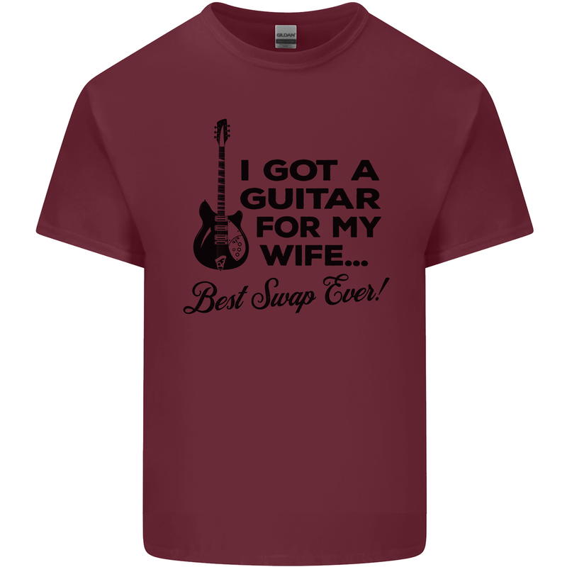 Guitar for My Wife Best Swap Ever Guitarist Mens Cotton T-Shirt Tee Top Maroon