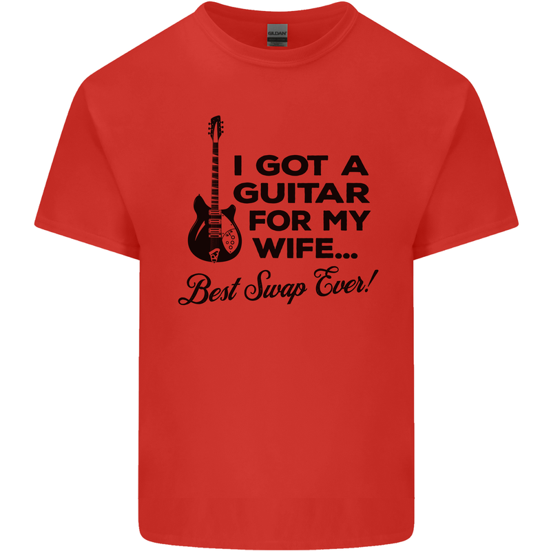 Guitar for My Wife Best Swap Ever Guitarist Mens Cotton T-Shirt Tee Top Red