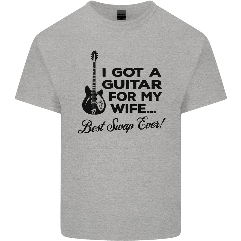 Guitar for My Wife Best Swap Ever Guitarist Mens Cotton T-Shirt Tee Top Sports Grey