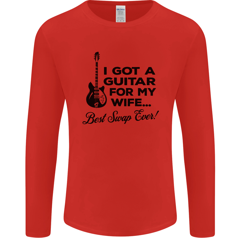 Guitar for My Wife Best Swap Ever Guitarist Mens Long Sleeve T-Shirt Red