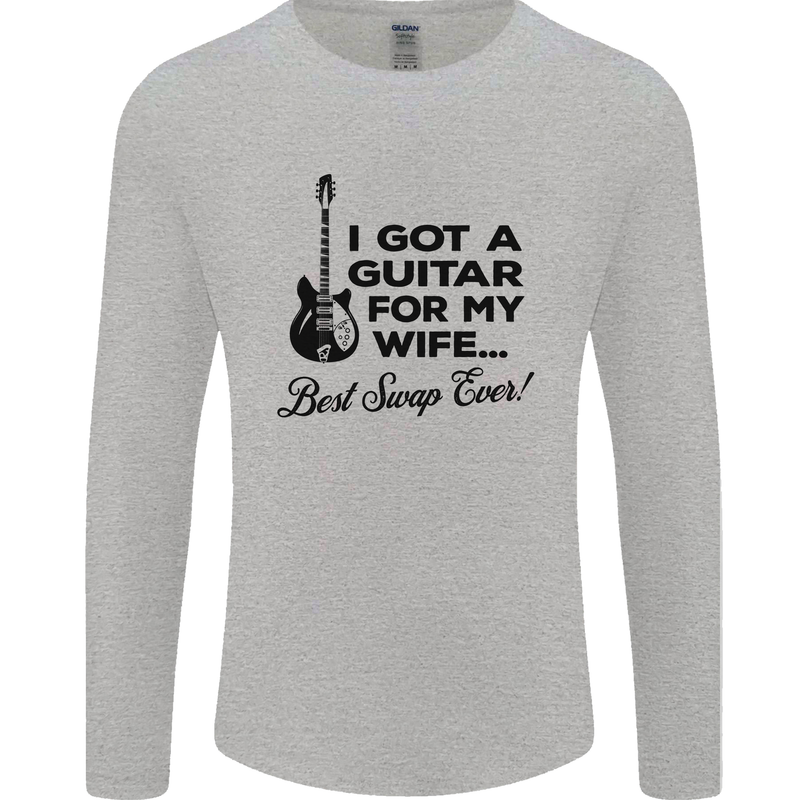 Guitar for My Wife Best Swap Ever Guitarist Mens Long Sleeve T-Shirt Sports Grey