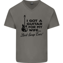 Guitar for My Wife Best Swap Ever Guitarist Mens V-Neck Cotton T-Shirt Charcoal