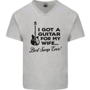 Guitar for My Wife Best Swap Ever Guitarist Mens V-Neck Cotton T-Shirt Sports Grey
