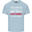 Guitarist I Don't Mean to Be Awesome Guitar Mens Cotton T-Shirt Tee Top Light Blue