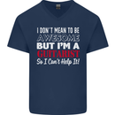 Guitarist I Don't Mean to Be Awesome Guitar Mens V-Neck Cotton T-Shirt Navy Blue