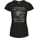 Guns Reload & Try Again Womens Petite Cut T-Shirt Black