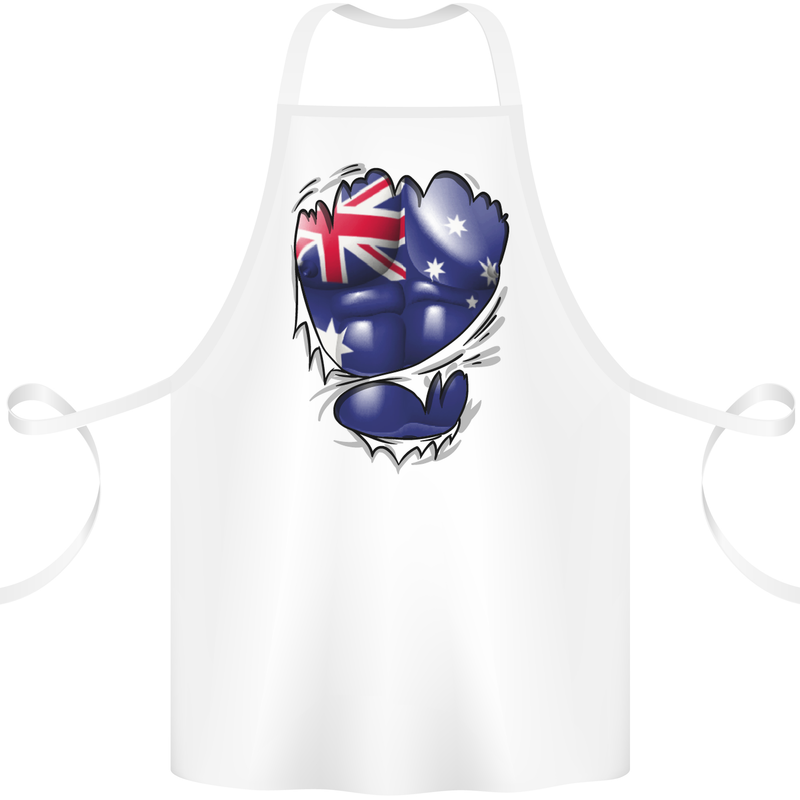 Gym Australian Flag Muscles Australia Cotton Apron 100% Organic White