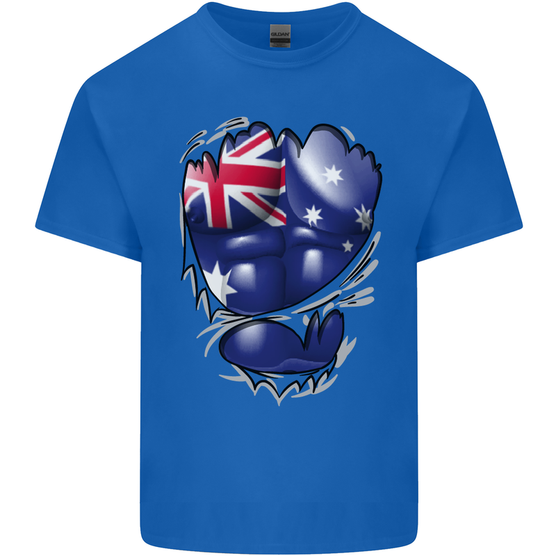 Gym Australian Flag Muscles Australia Kids T-Shirt Childrens Royal Blue