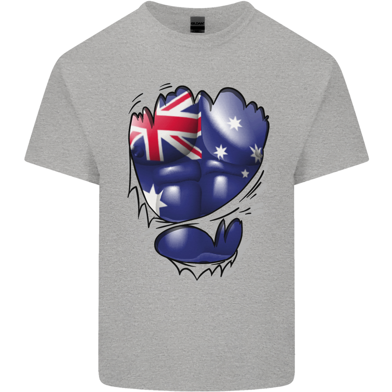 Gym Australian Flag Muscles Australia Kids T-Shirt Childrens Sports Grey