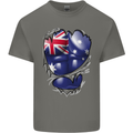 Gym Australian Flag Muscles Australia Mens Cotton T-Shirt Tee Top Charcoal