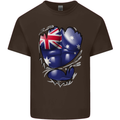 Gym Australian Flag Muscles Australia Mens Cotton T-Shirt Tee Top Dark Chocolate