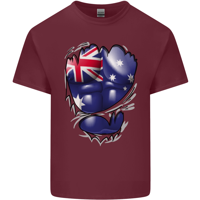 Gym Australian Flag Muscles Australia Mens Cotton T-Shirt Tee Top Maroon