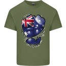 Gym Australian Flag Muscles Australia Mens Cotton T-Shirt Tee Top Military Green
