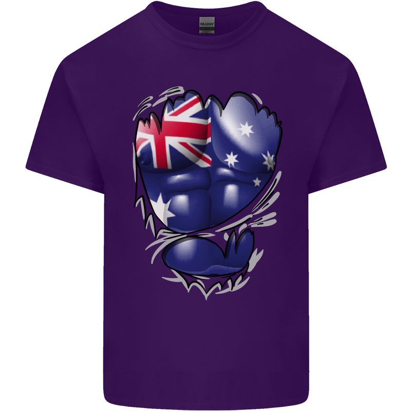 Gym Australian Flag Muscles Australia Mens Cotton T-Shirt Tee Top Purple
