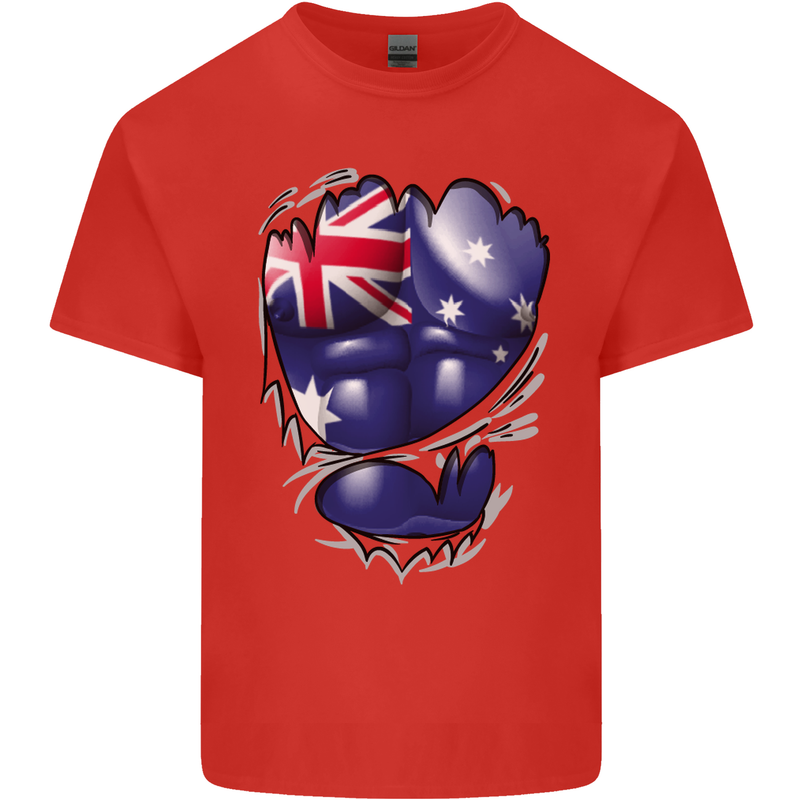 Gym Australian Flag Muscles Australia Mens Cotton T-Shirt Tee Top Red